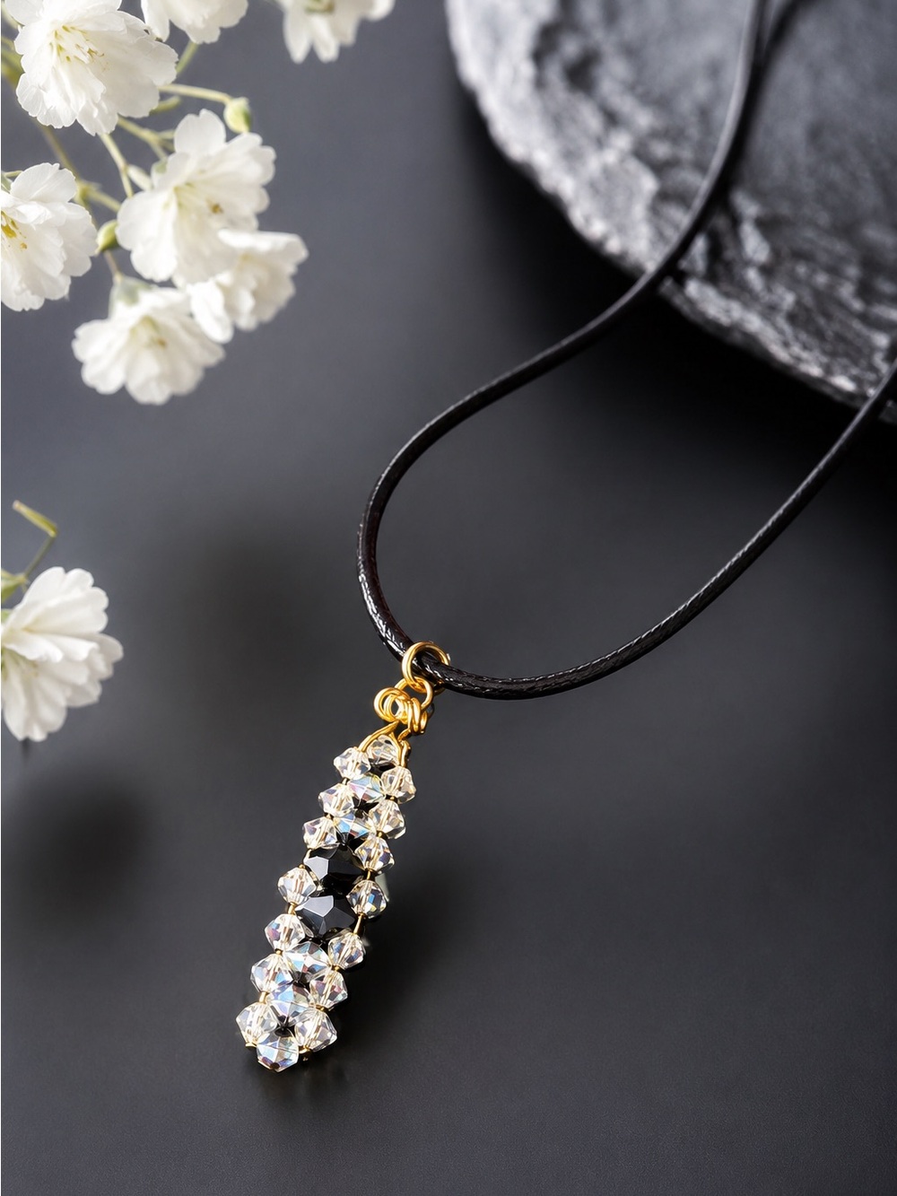 Genuine Swarovski crystals pendant on Cord necklace